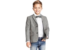 KSWYCT Boys Blazer Classic Jacket for Boy Wedding Retro Herringbone Casual Jacket Formal Tweed Patterned Sport Coat
