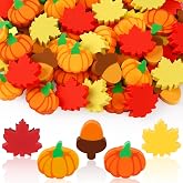 JUNEBRUSHS 65 PCS Large Fall Erasers, 1 Inch Cute Fun Thanksgiving Erasers for Kids Bulk Maple Leaf Pumpkin Pencil Erasers for Student Classroom Prizes Homework Rewards Thanksgiving Gifts