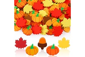 JUNEBRUSHS 65 PCS Large Fall Erasers, 1 Inch Cute Fun Thanksgiving Erasers for Kids Bulk Maple Leaf Pumpkin Pencil Erasers for Student Classroom Prizes Homework Rewards Thanksgiving Gifts