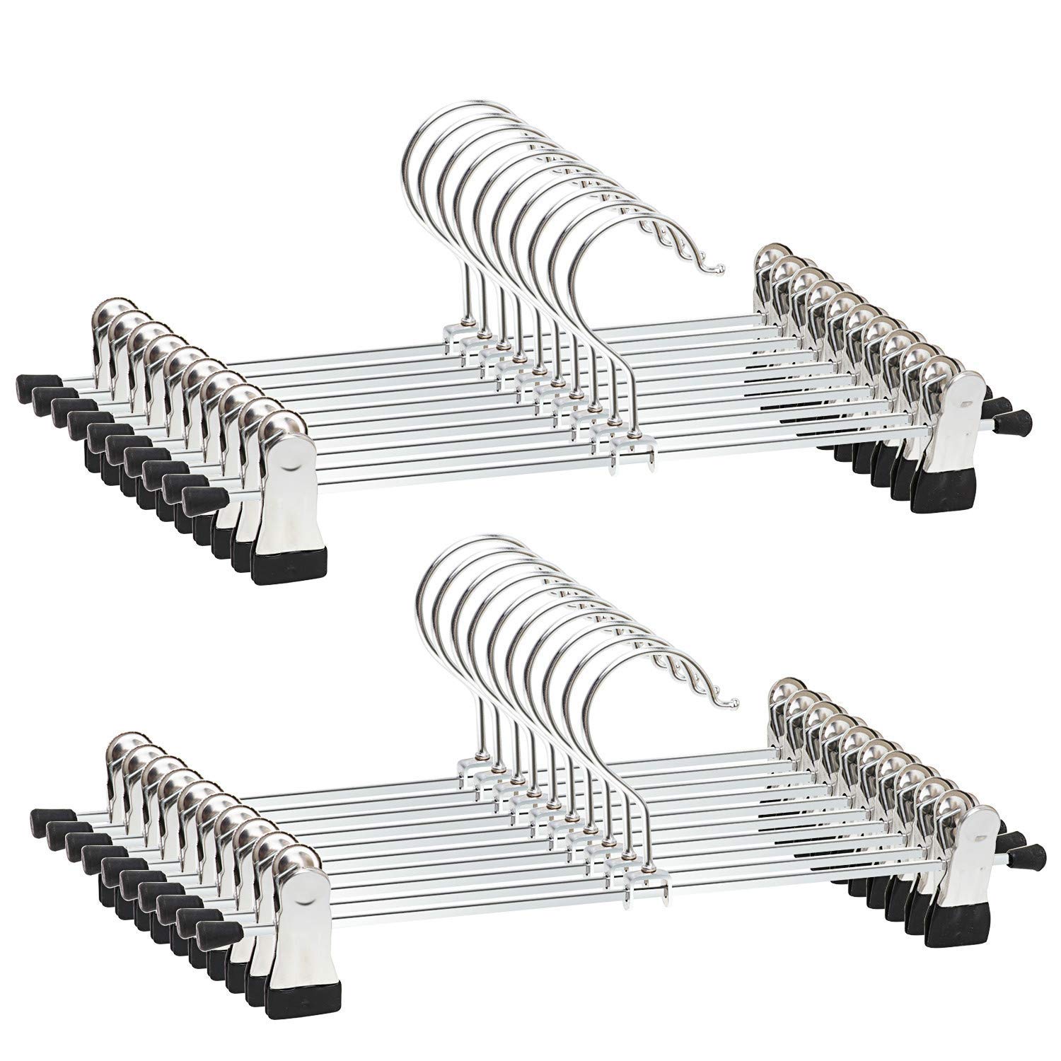 Trouser Hangers 20 packs Pant Hangers with Adjustment Metal Grip 40cm Large Clips Hangers for Heavy Duty Durable Space Saving