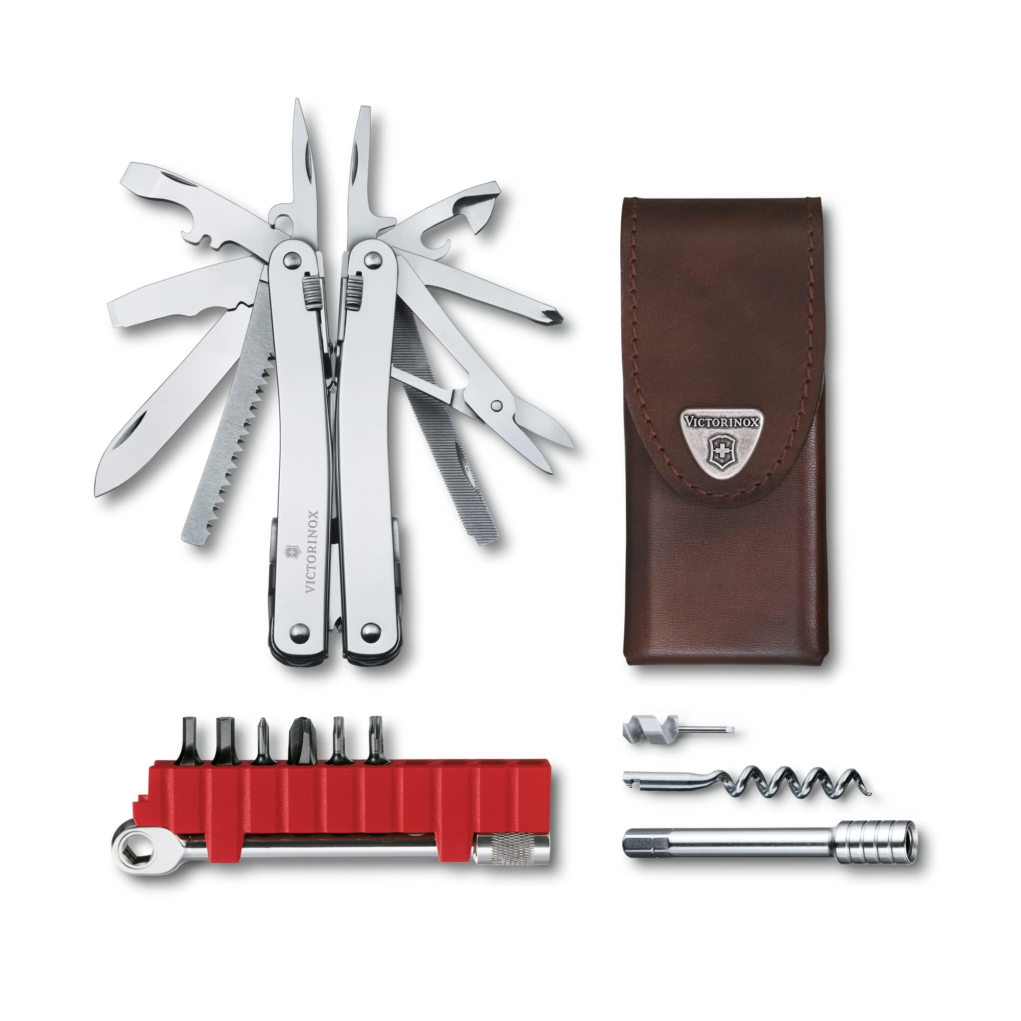 Victorinox Swiss Tool Spirit X Plus Ratchet Swiss Army Knife, 36 Function Swiss Made Multi-Tool with Needle-nose Pliers - Silver Image