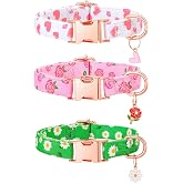 Guiqulai 3 Pack Floral Dog Collars for Small Dogs Pink Dog Collar | Girl Dog Collar with Pendants for Female Dogs Adjustable Puppy Collars Pet Collar (9-14.5 inch)