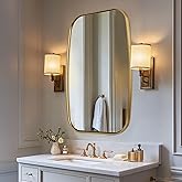 ANDY STAR Brushed Gold Oval Bathroom Mirror, 24x36 Inch Brass Oblong Mirrors for Wall, Modern Vanity Mirror in Stainless Stee