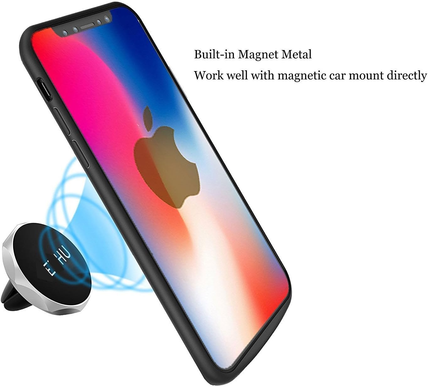iPhone X Battery Case,MQOUNY Magnetic Power 3600mAH Rechargeable Battery Portable Charger Protective Charging Case Power Bank Cover for Apple iPhone X.(Black)