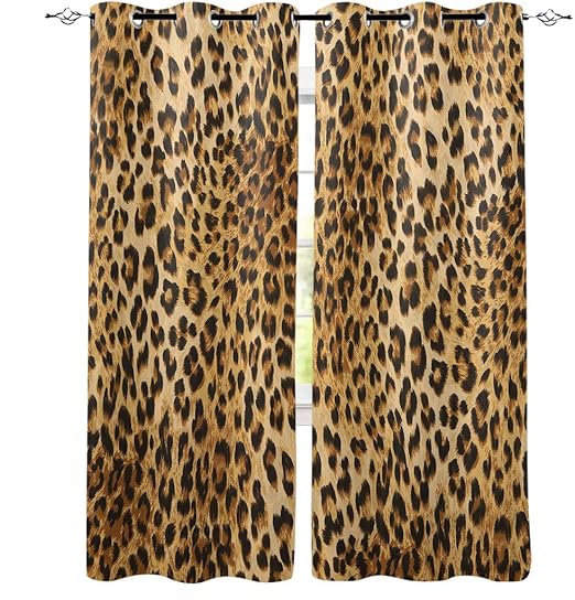 Amazon Com Wild Animal Leopard Print Window Curtain With Silver
