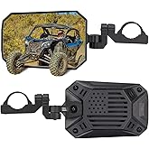 KEMIMOTO UTV Side Mirrors, 2025 New Pattern Aluminum 8" x 5.3" Wide View for 1.65-2 inch Roll bar Compatible with Polaris RZR/Can Am X3/Pioneer/Talon/Teryx/CFMOTO Fit Big UTV No Vibrate & Wobble