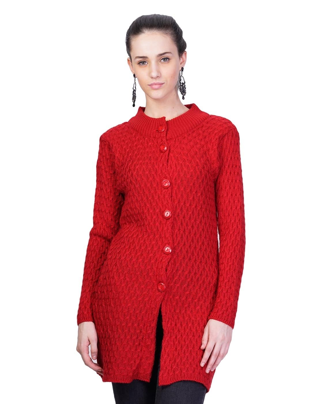 montrex red designer long coat for women