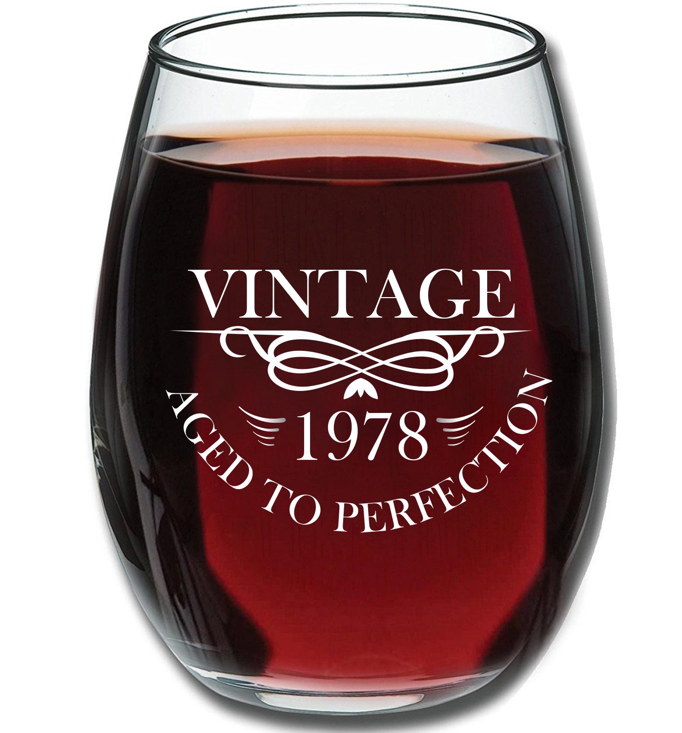 1978 40th Birthday 15oz Stemless Wine Glass for Women and ...