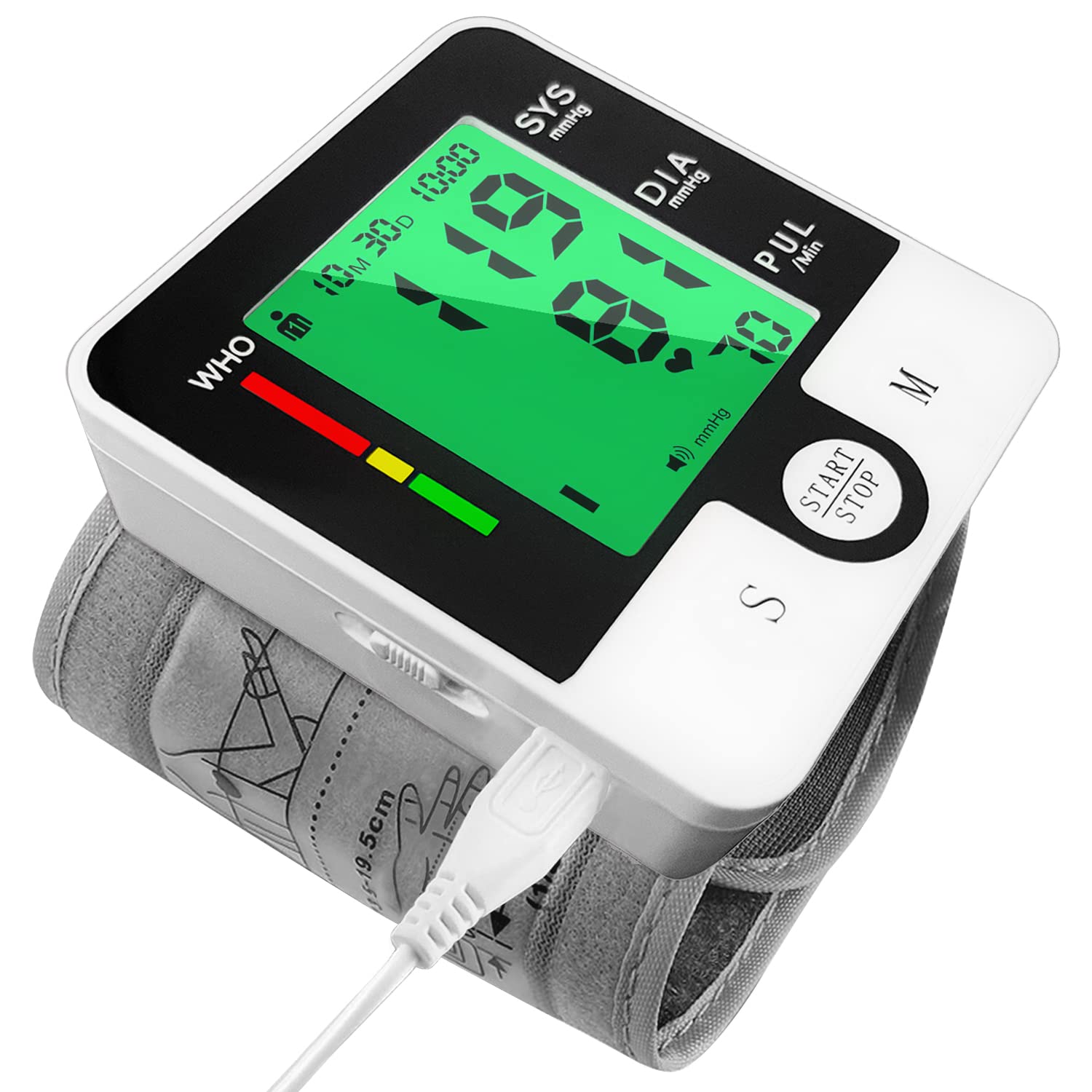 ydi Wrist Blood Pressure Monitor, Automatic Digital Home BP Monitor, Intelligent Voice, LCD Tri-Color Backlight, USB Charging, Adjustable Cuff, Irregular Heartbeat & Hypertension Detector