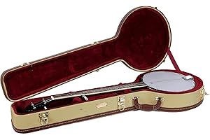 Crossrock Wooden Banjo Case fits 11~12.5 inches Openback Banjo -Vintage Hardware, Sponge Lining, Metal Feet, Storage Space-Vi