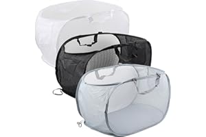 JEUIHAU 3 Pcs Collapsible Laundry Basket Set, Foldable Mesh Pop Up Laundry Hamper with Reinforced Handles and Side Pocket, fo