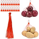HXSMUYC 100-Pack Durable Nylon Mesh Bags, 24-Inch Reinforced Storage Bags with Secure Plastic Latches for Produce, Groceries, Toys, and Seafood Boiling