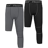 Roadbox Boys One Leg Compression Pants, 2Pack 3/4 Athletic Basketball Leggings, Youth Sports Baselayer Tights