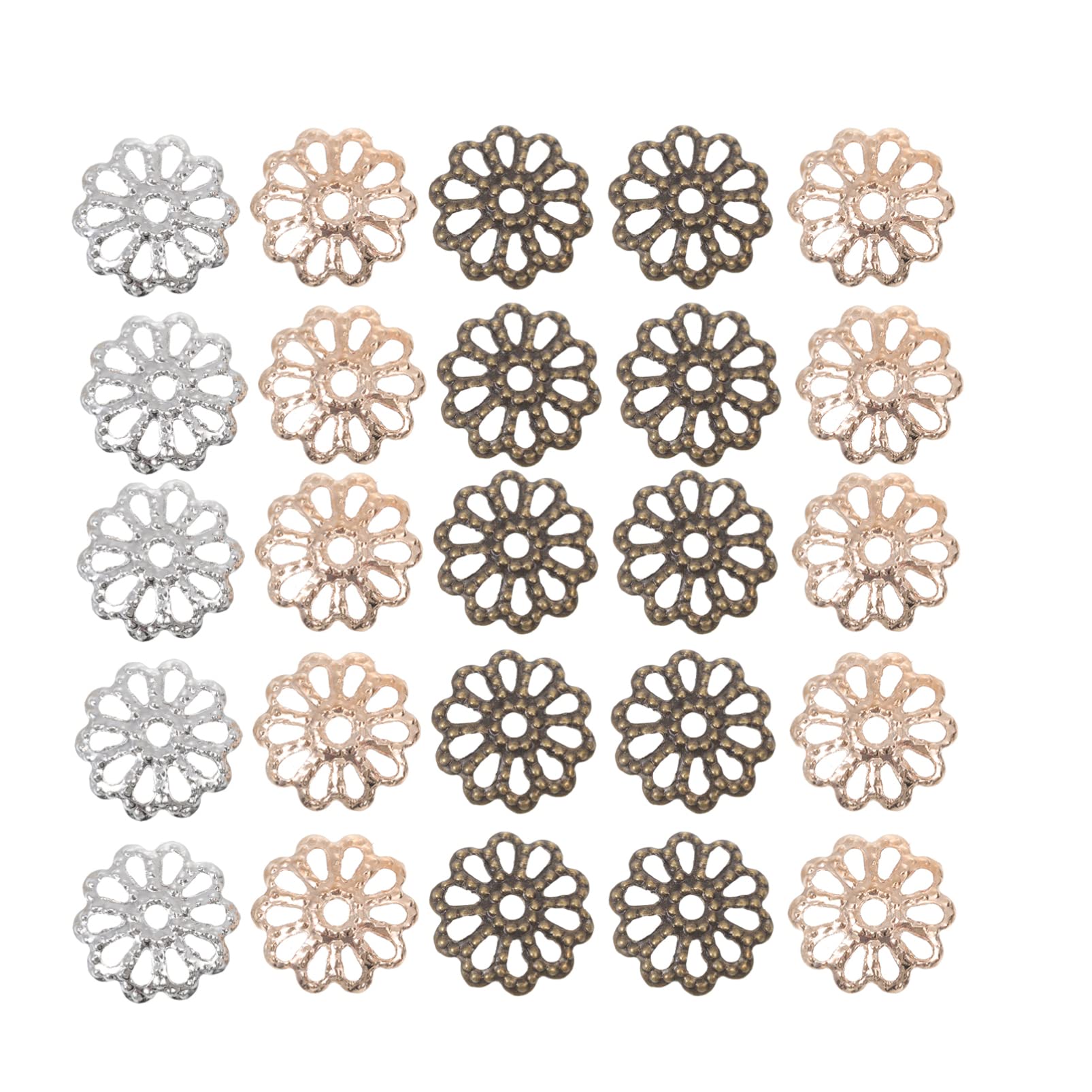 Amosfun 2Bags Flower Hollow Out Bead Caps Flower Bead End Caps Bracelet DIY Crafts Filigree Flower Caps Spacer Loose Bead Caps for Bracelet Necklace Earring Jewelry Crafts Making