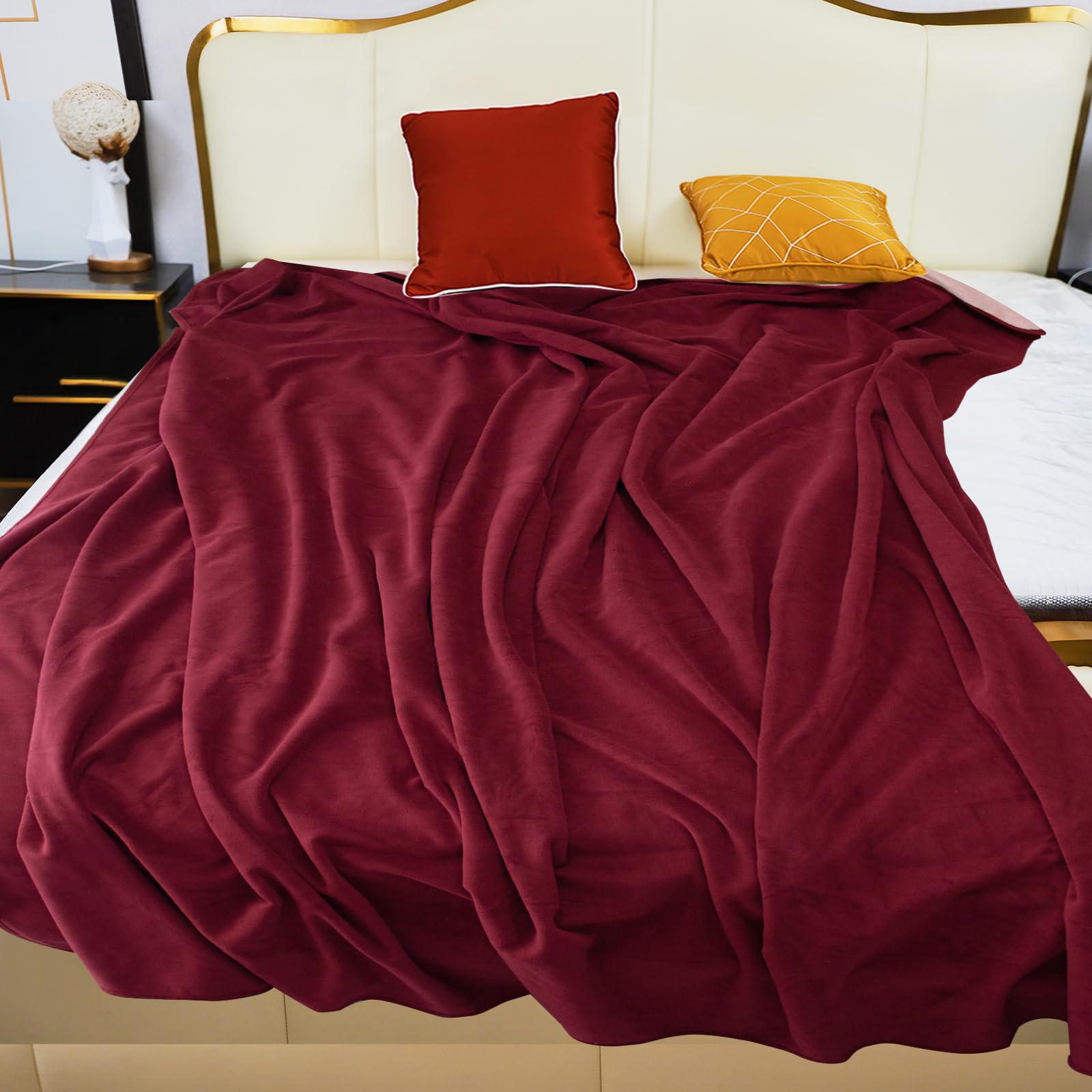 Photo 1 of Ahinahwap Waterproof Blanket for Bed Couch Sofa, 60"x80" Reversible & Washable, Waterproof Blanket Queen Size, Water Resistant Twin Bed Blankets, Leakproof (Burgundy/Rose Pink)