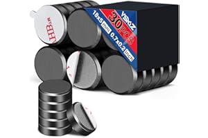 VSKIZ Magnets for Crafts with Adhesive Backing, 0.71x0.2inch Tiny Round Disc Ceramic Magnet, Flat Circle Ferrite Magnets for Whiteboard, Premium Industrial Magnets for DIY, Office, School-30Pcs