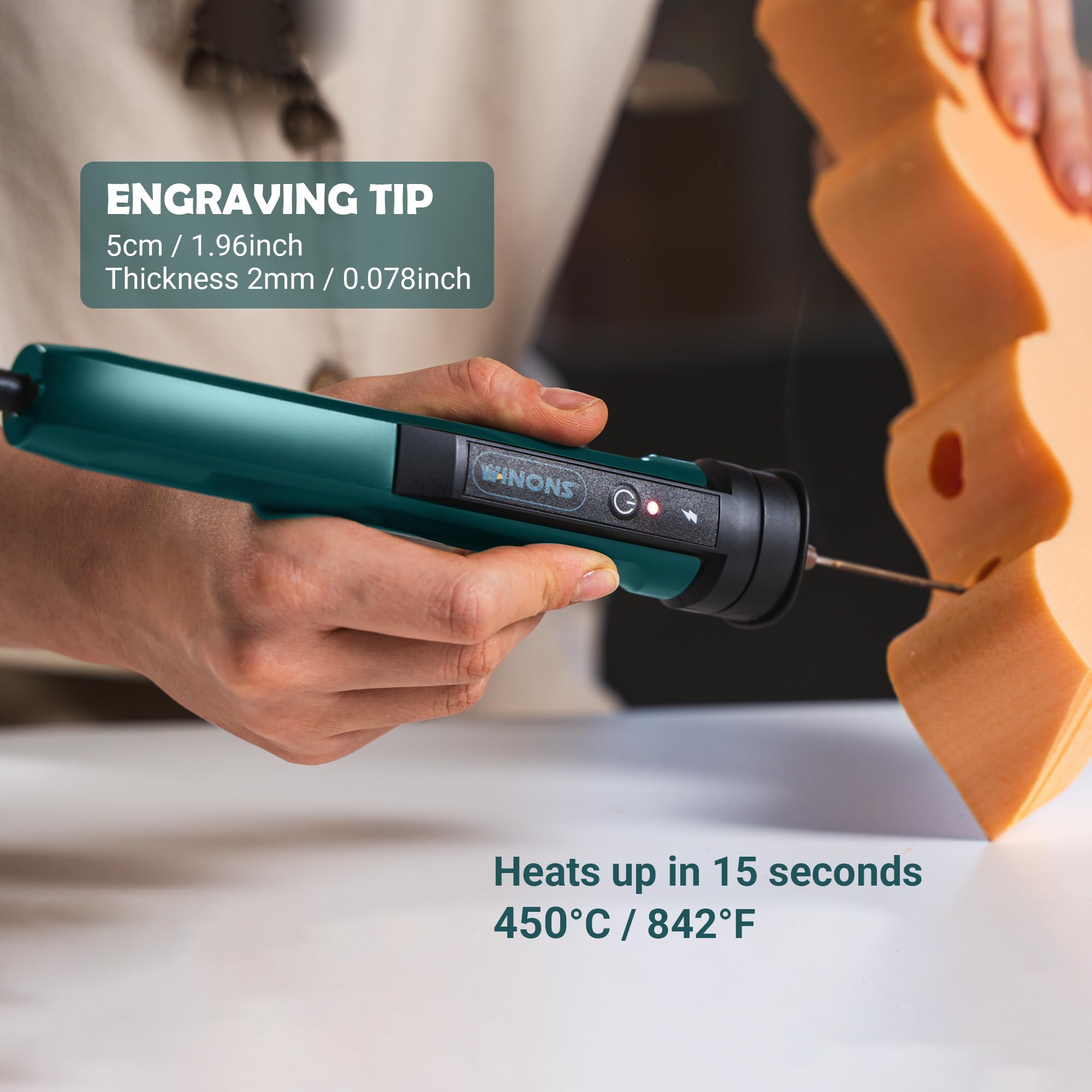 WINONS Styroporschneider Heißdrahtschneider mit Temperaturregler, WFC0010 Styropor Schneider mit 450 °C max Temp. und Breitere Schneidezone, Heißschneider mit Deutschen Standards (15er-Set) 5