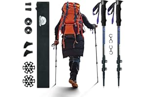 Collapsible Trekking Poles for Hiking 2 Pack - Adjustable Aluminum Hiking Poles, Lightweight Walking Sticks for Women, Men, S