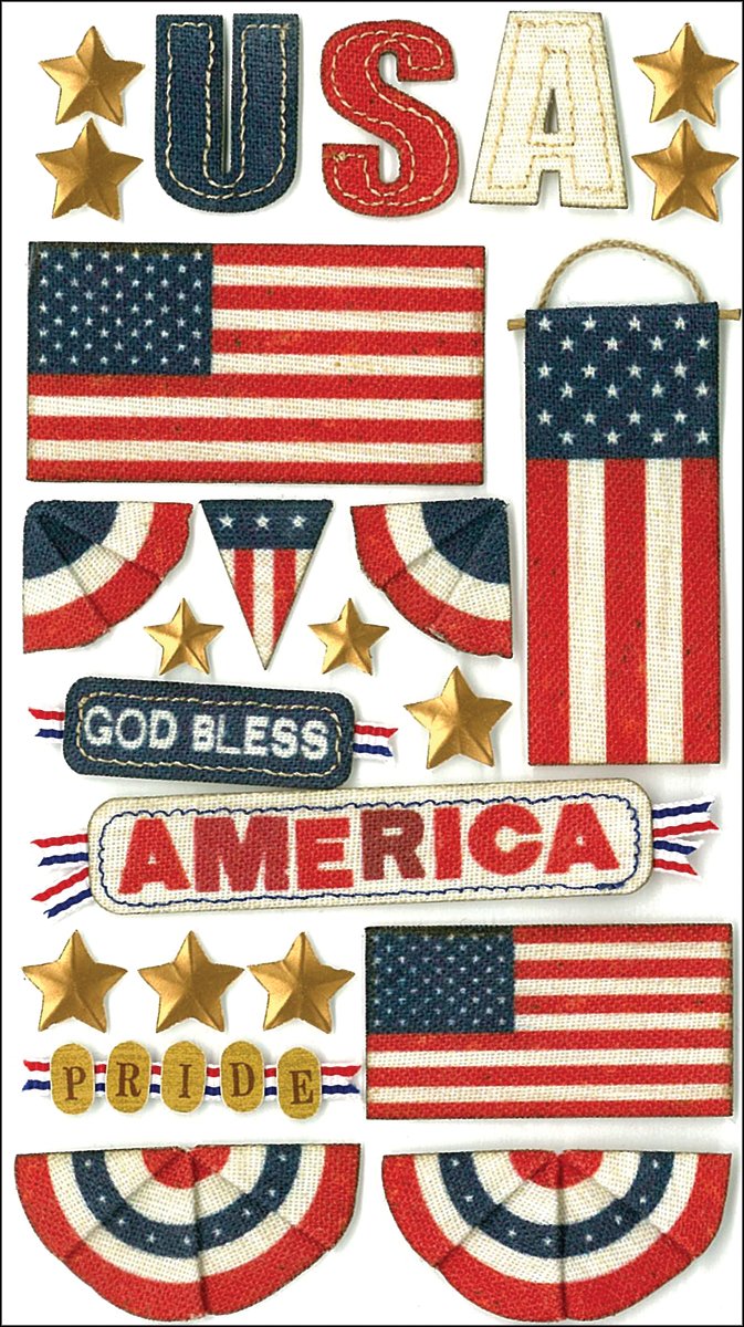 Jolee's Boutique Dimensional Stickers, God Bless America