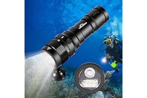 Willcrew DX70 Scuba Dive Lights, IPX8 100M Waterproof Scuba Fill Light, 3000LMs Photography Dive Video Torch, 3 Mode Dimmable Light, UV, Red Light, Rechargeable Diving Flashlight, Ball Joint