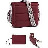 Purses for Women 2PCS Puffer Quilted Crossbody Shoulder Hobo Bags Trendy Ladies Handbag with Coin Wallet 2 Adjustable Straps