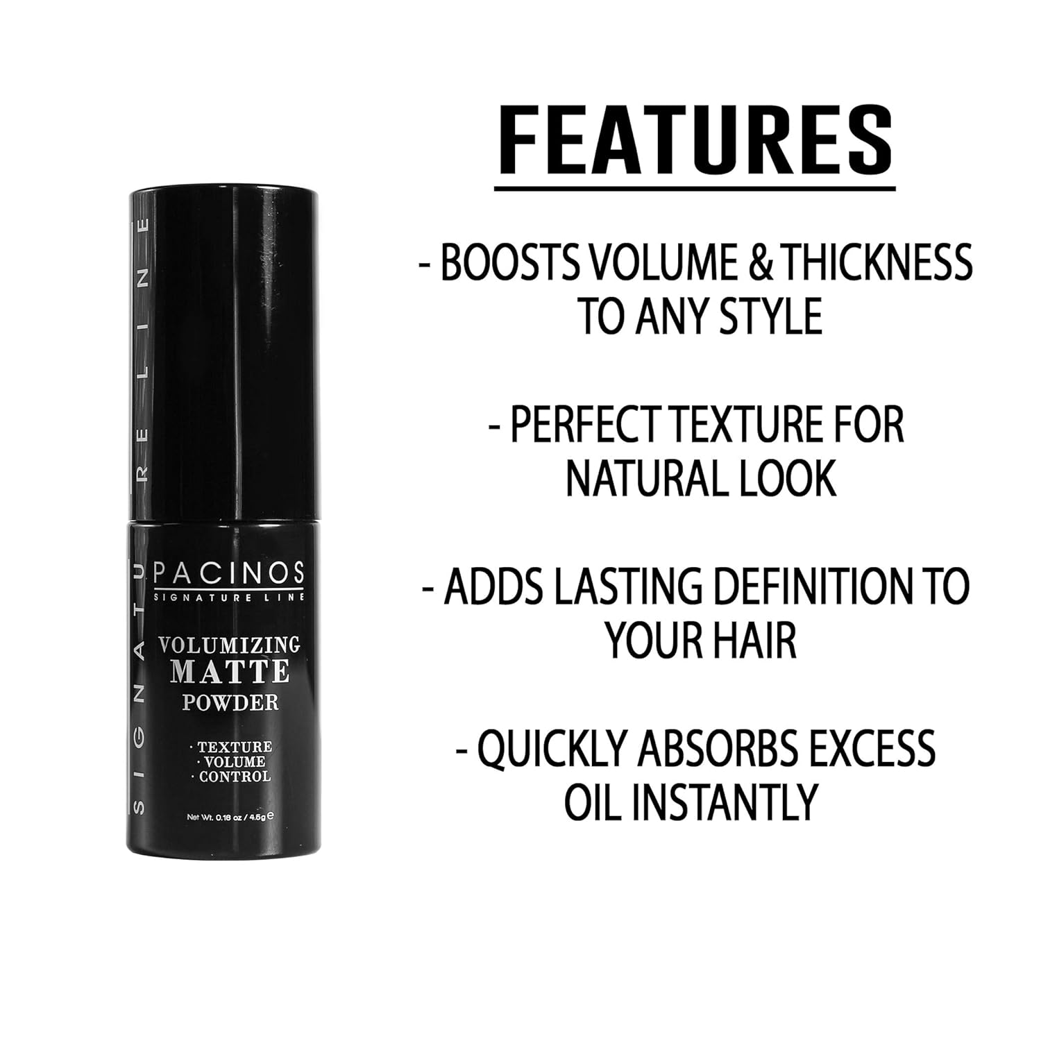 Pacinos Matte Texturizing Hair Powder - Volumizing Powder Adds Texture, Volume, Control & Absorbs Excess Oil for a Natural Finish - Styling Texture Powder for All Hair Types: Beauty