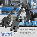 OUZHOU USB 2.0 9Pin Splitter Cable, 2x 9-Pin Male Extension for Motherboard view 3