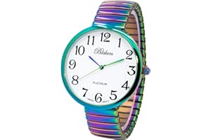 Blekon Collections New Super Large Face Stretch Band Japanese Movement PC21J Fashion Watch