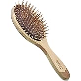 Giorgio Eco Friendly Wooden Bristle Hairbrush - Large Detangling Brush and Hair Growth Brush for Thick or Long Hair - Oval Paddle Hair Brush Made with Anti Static Beechwood, Silicone Massage Cushion