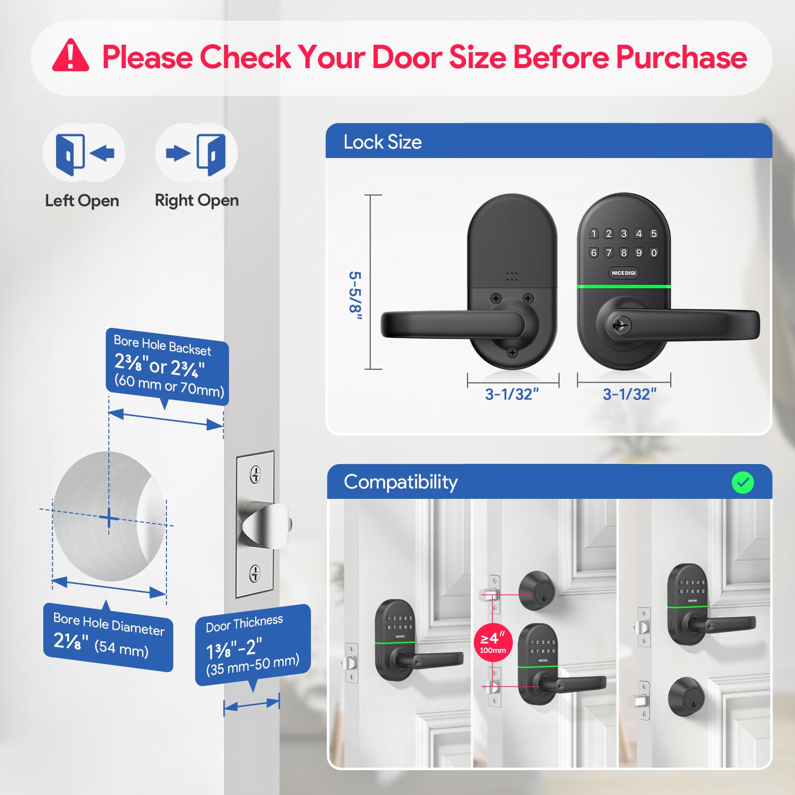 Mua Keypad Door Lock with Handle: Keyless Entry Smart Lock for Front ...