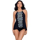 Miraclesuit Women's Swimwear Peephole High Neckline Soft Cup Tankini Bathing Suit Top