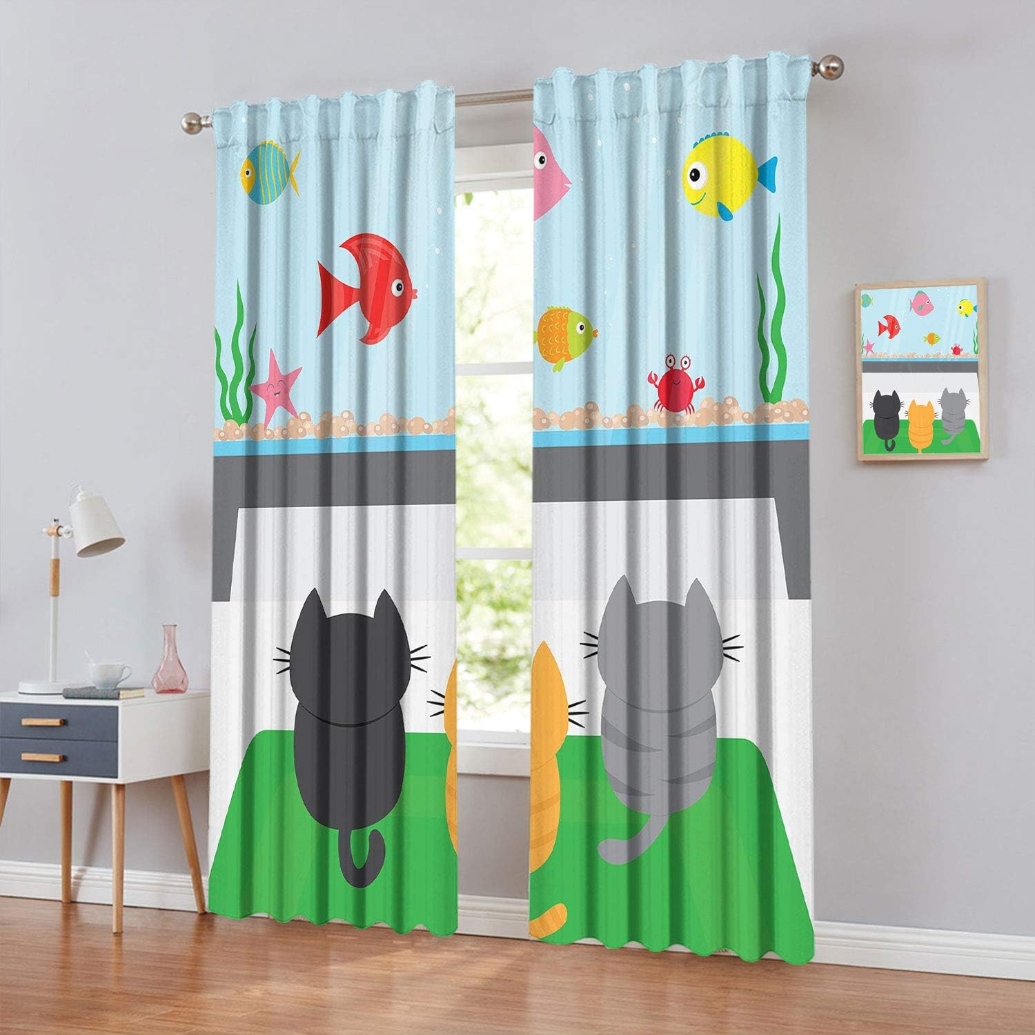 Wear Pole Curtains Curtain Hanging Vertically CatsSittingonaCarpetandLooking
