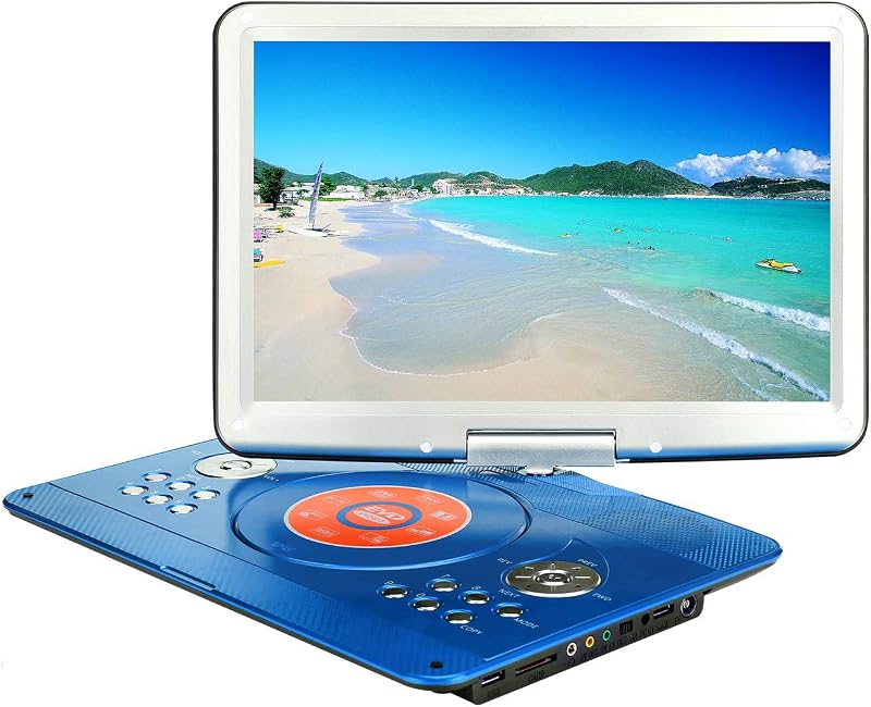 YOOHOO 16.9'' Portable DVD Player with 14.1'' Swivel Screen Blue