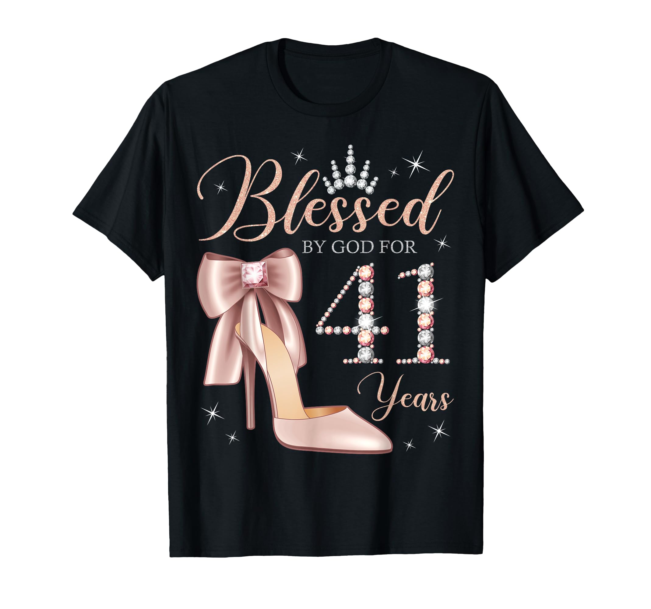 Photo 1 of Blessed By God For 41 Years Old 41st Birthday Party Queen T-Shirt