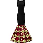 HongyuAmy Women's African Print Sleeveless Dresses Dashiki Maxi Party Evening Dress