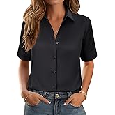 betterTime Button Down Shirts for Women Stain Shield Short Sleeve Dress Shirts Wrinkle Free Work Casual Blouses