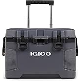 Igloo Trailmate 52 Qt Roller Cooler, Carbonite | Insulated Ice Chest, Holds 80 Cans, 1.5-Inch Foam Walls and Lid, Telescoping Handle and Wheels, Sure-Lock Latches