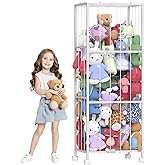 OUTWOLF Stuffed Animal Storage, Large Stuffed Animal Zoo Holder, Sturdy Metal Plushies Toy Storage Organizer for Nursery Playroom Kids Room, White