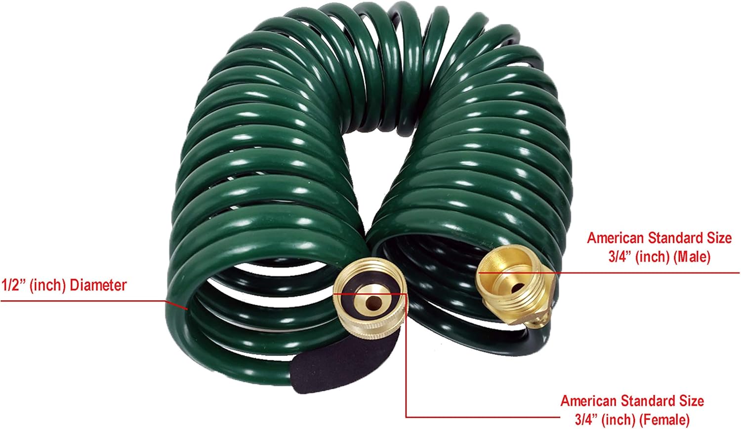 Instapark GHN-06-25 Heavy-Duty EVA Recoil Garden Hose 25ft with 7-Pattern Spray Nozzle, Green, 25 Foot : Garden & Outdoor