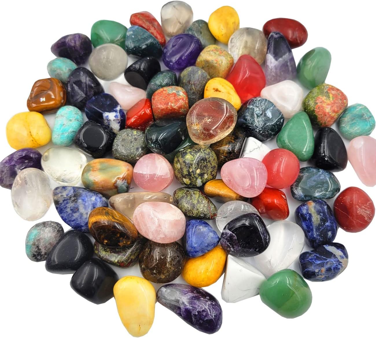 Hardscaping Materials - Rocktone 1.5lb Bluk Tumbled Stones Polished Stones Energy Crystals Pocket Stones For Chakra Balancing, Home Decorations 0.75''-1''（50-60pcs/pack)