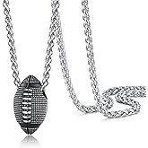 PROSTEEL 316L Stainless Steel 3D Football/Basketball/Volleyball/Baseball/Rugby Ball Cool Necklaces for Men, Sports Players Favors Jewelry, 22inch, Come with Box