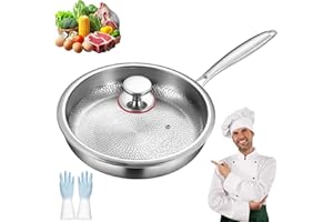 Titanium Hammered Pan Pro with Lid, 100% Pure Titanium Pans for Cooking -Durable Scratch-Resistant Non Stick Titanium Nutri P