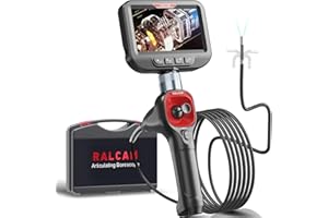 Ralcam 360° Joystick Articulating Borescope 6.2mm IP67 Waterproof Probe 4 Ways IPS Automotive Endoscope Inspection Camera with 6 Adjustable LED Lights 6.6FT Semi-Rigid Snake Tube
