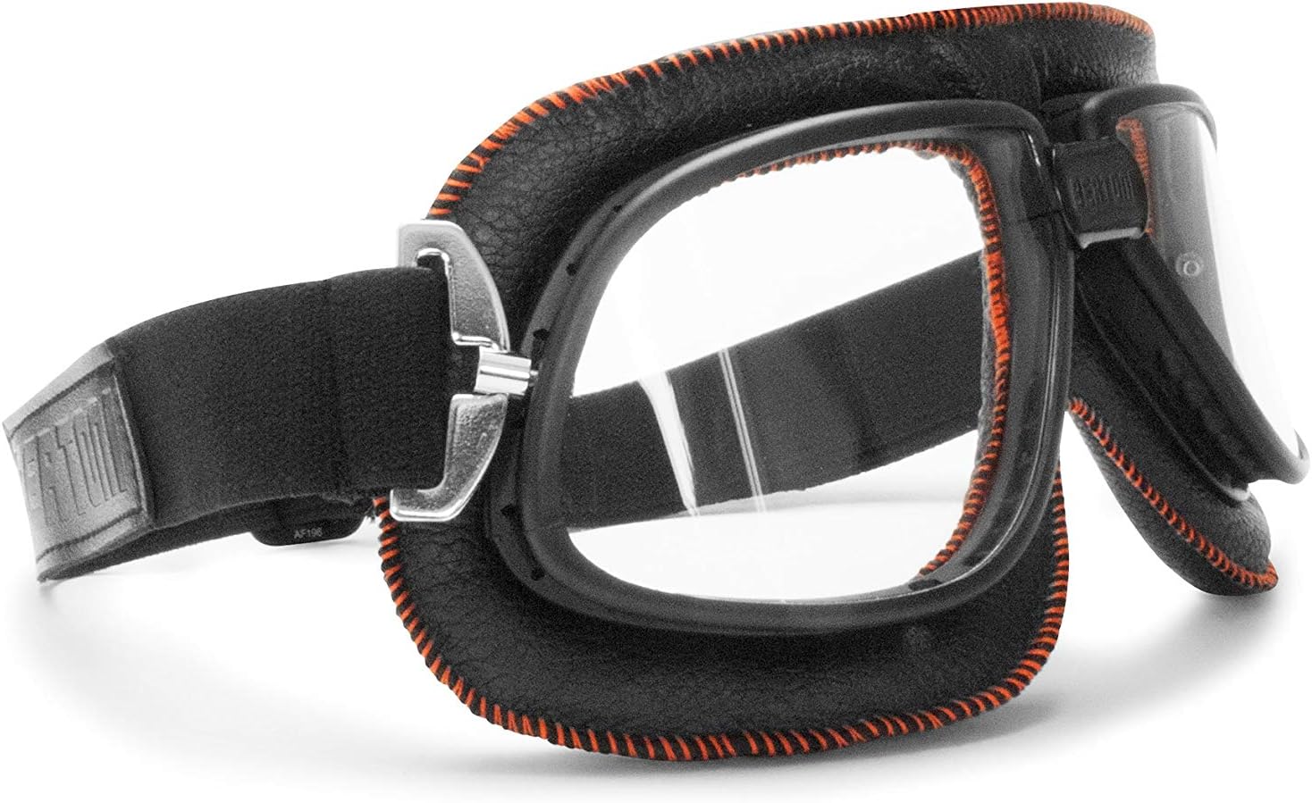 Bertoni Motorcycle Aviator Vintage Goggles Black/Red Leather AF196 Bikers Goggles