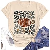 Fall Shirts for Women Halloween Pumpkin Graphic Tees Thanksgiving Family Turkey Tops Cute Autumn Thanksgiving T-Shirt