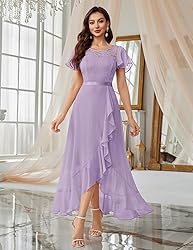 BeryLove Prom Dresses for Women Wedding Guest Ruffe