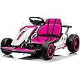 GarveeLife 24V Go Kart for Kids 6-12 Year Old,Child Electric Drift Go-Kart with Music Mode,Electric Drifting Go Cart with Powerful Motor for 6+ Years Kid,2 Speed Available,Max Load 110lbs (Pink)