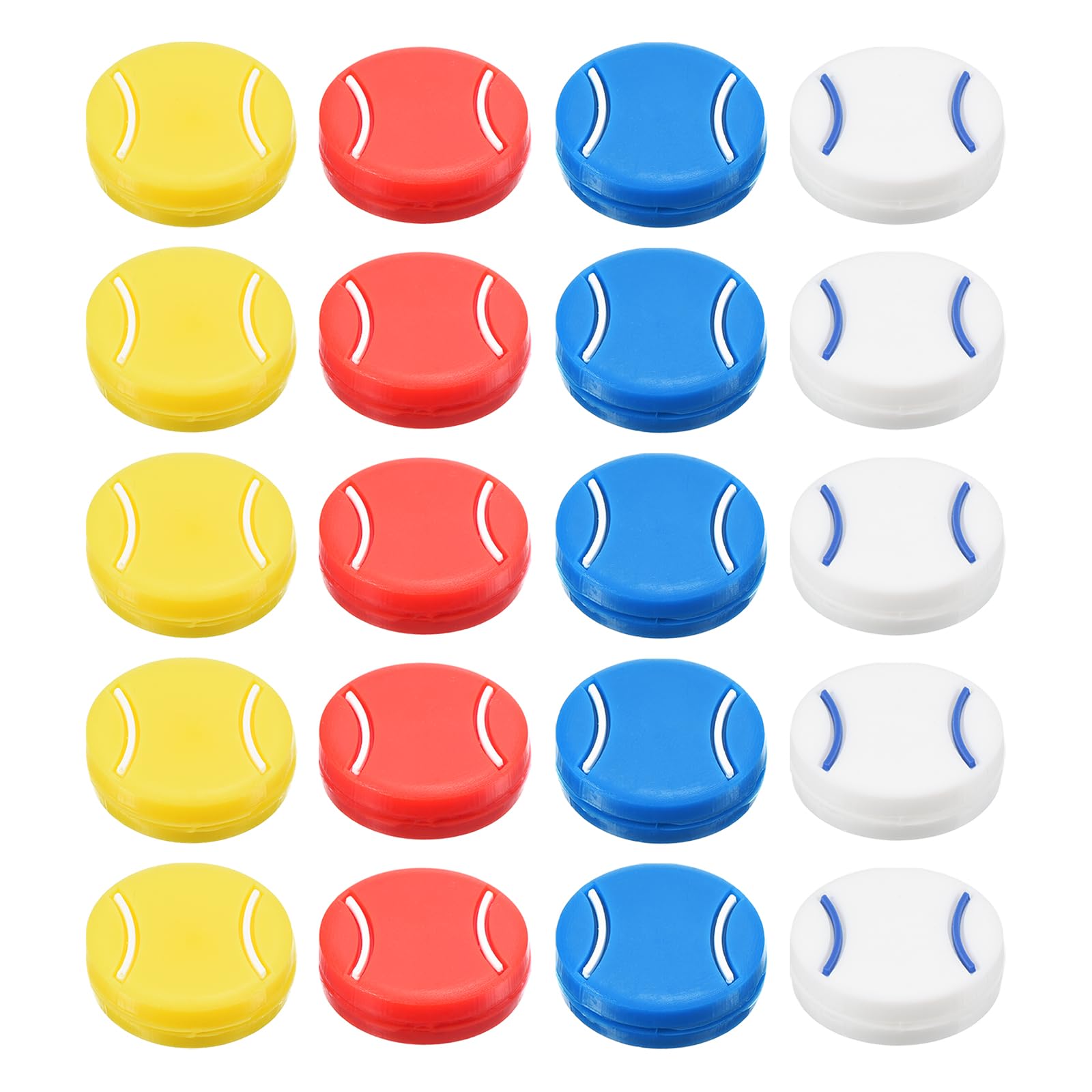 PATIKIL Tennis Racket Dampeners, 20 Pcs Soft Silicone Cute Tennis Racquet Vibration Dampeners for Tennis Gift, Yellow, White, Red, Blue