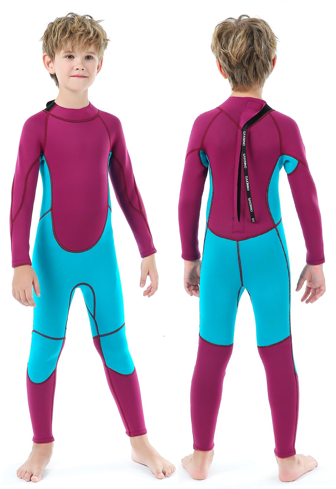 Photo 1 of REALON Kids Full Wetsuit Toddler Boys Girls and Youth 2.5mm 3mm Neoprene Child Wet Suit Back Zipper Thermal Swimsuits for Diving Surfing Swimming Water Sprot
