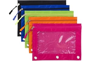 DoDoMagxanadu Binder Pencil Pouch with Zipper Pulls, Pencil Pouch for 3 Ring Binder Pencil Case with Clear Window Bluk 5 Pack for Office School Supplies